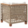 Canapé d'angle de jardin avec coussins beige résine tressée 