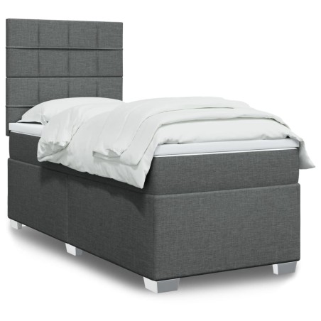 Sommier à lattes de lit avec matelas Gris foncé 80x200 cm Tissu 