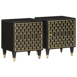 Tables de chevet 2 pcs 40x33x46 cm Bois de manguier solide 
