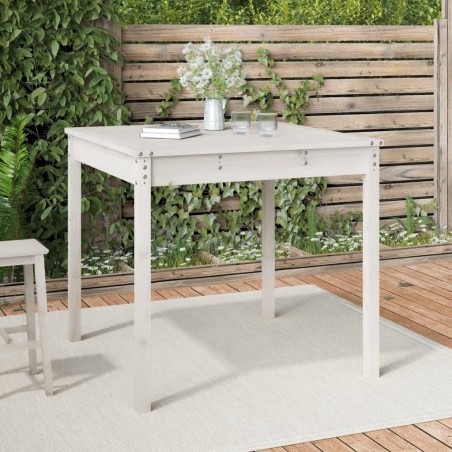 Table de jardin blanc 82,5x82,5x76 cm bois massif de pin 