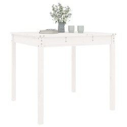 Table de jardin blanc 82,5x82,5x76 cm bois massif de pin 