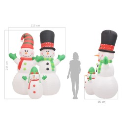Bonhomme de neige gonflable Famille père noël LED IP44 240 cm  