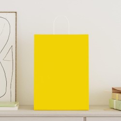 Sacs en papier 250 pcs avec poignées jaune 32x17x44 cm 