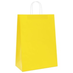 Sacs en papier 250 pcs avec poignées jaune 32x17x44 cm 