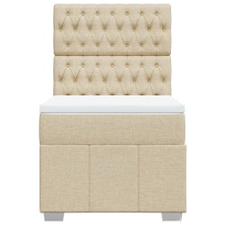 Sommier à lattes de lit avec matelas Crème 90x200 cm Tissu 