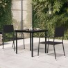 Table à dîner de jardin Noir 80x80x74 cm Acier et verre 
