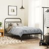 Cadre de lit métal sans matelas avec tête de lit noir 100x200cm 
