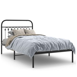 Cadre de lit métal sans matelas avec tête de lit noir 100x200cm 