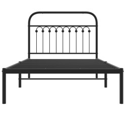 Cadre de lit métal sans matelas avec tête de lit noir 100x200cm 