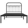 Cadre de lit métal sans matelas avec tête de lit noir 100x200cm 