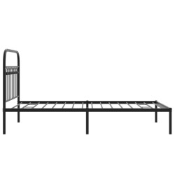 Cadre de lit métal sans matelas avec tête de lit noir 100x200cm 