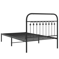 Cadre de lit métal sans matelas avec tête de lit noir 100x200cm 