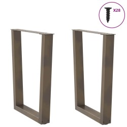 Pieds de table à manger en forme de V, 2 pièces, acier naturel, 70 x (72-73,3) cm 