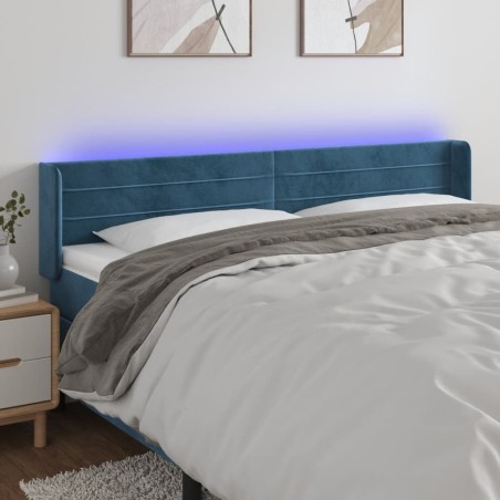 Tête de lit à LED Bleu foncé 163x16x78/88 cm Velours 