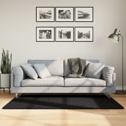 Tapis shaggy PAMPLONA poils longs moderne noir 80x150 cm 