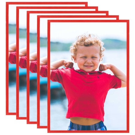 Collage de cadres photo 5 pcs au mur table Rouge 70x90 cm MDF 