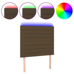 Tête de lit à LED Marron foncé 90x5x118/128 cm Tissu 