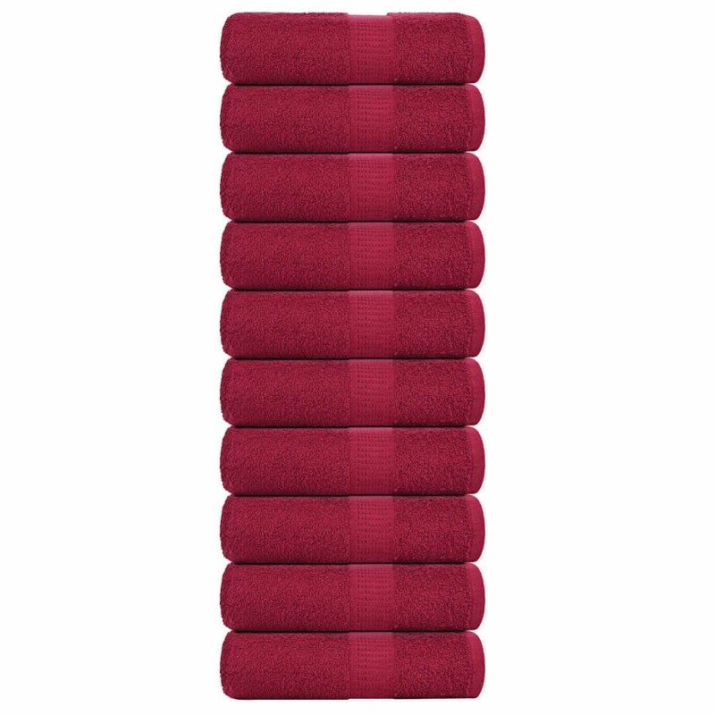 Serviettes d'invité 10pcs bordeaux 30x50 cm 360 g/m² 100% coton 