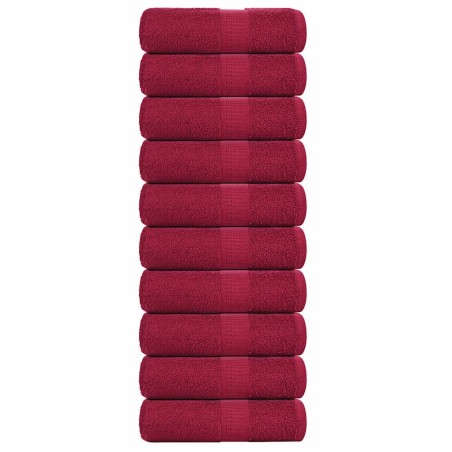 Serviettes d'invité 10pcs bordeaux 30x50 cm 360 g/m² 100% coton 