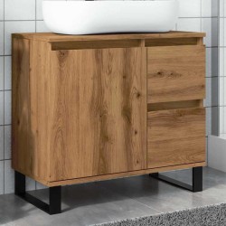 Armoire de lavabo de salle de bain chêne artisanal 65x33x60 cm 