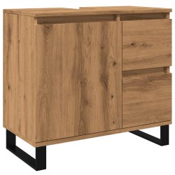 Armoire de lavabo de salle de bain chêne artisanal 65x33x60 cm 