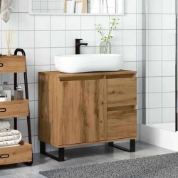 Armoire de lavabo de salle de bain chêne artisanal 65x33x60 cm 