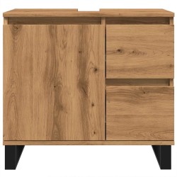 Armoire de lavabo de salle de bain chêne artisanal 65x33x60 cm 