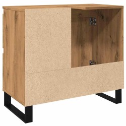 Armoire de lavabo de salle de bain chêne artisanal 65x33x60 cm 