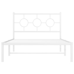 Cadre de lit métal sans matelas et pied de lit blanc 107x203 cm 