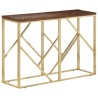 Table console doré acier inoxydable et bois de mélèze massif 