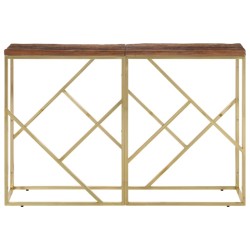 Table console doré acier inoxydable et bois de mélèze massif 