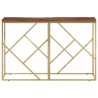 Table console doré acier inoxydable et bois de mélèze massif 