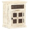 Table de chevet Blanc 40 x 30 x 50 cm Bois de manguier massif 