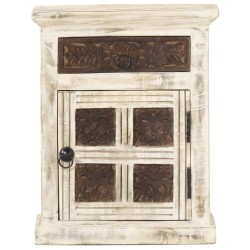 Table de chevet Blanc 40 x 30 x 50 cm Bois de manguier massif 