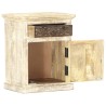 Table de chevet Blanc 40 x 30 x 50 cm Bois de manguier massif 