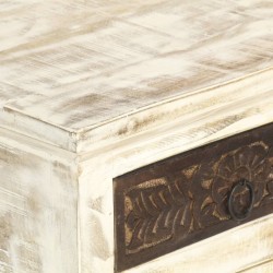 Table de chevet Blanc 40 x 30 x 50 cm Bois de manguier massif 