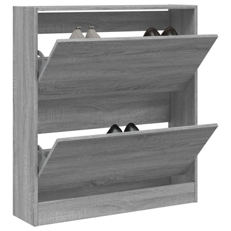 Armoire à chaussures sonoma gris 80x21x87,5cm bois d'ingénierie Armoire à chaussures sonoma gris 80x21x87,5cm bois d'ingénierie
