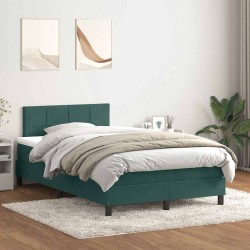 Sommier à lattes de lit et matelas vert foncé 120x210cm velours 