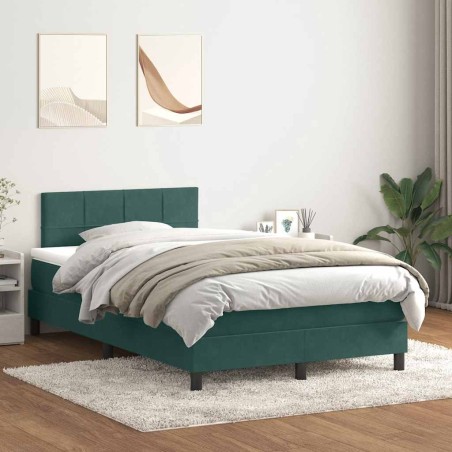 Sommier à lattes de lit et matelas vert foncé 120x210cm velours 