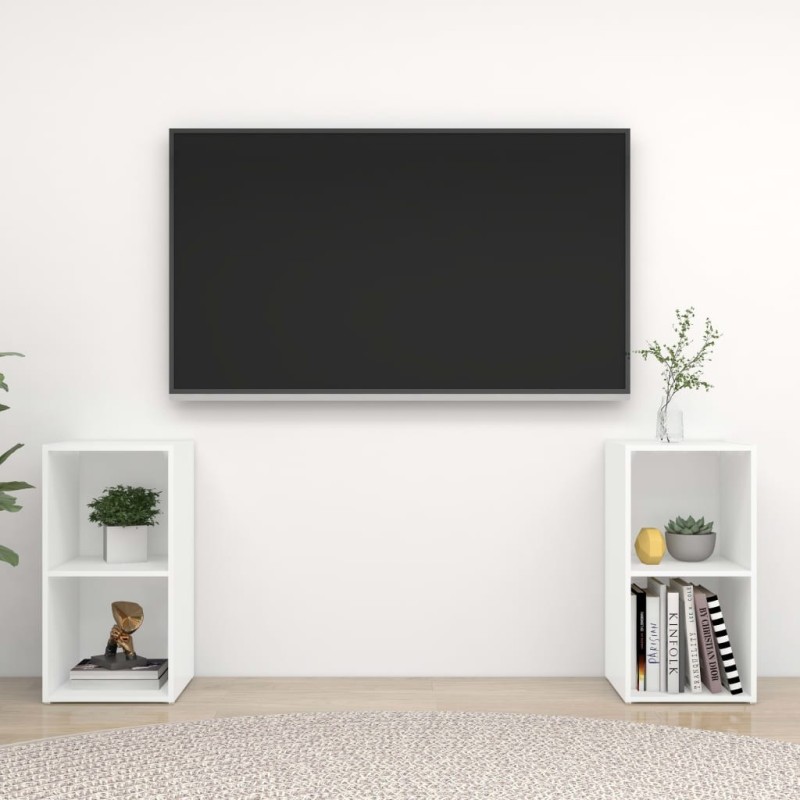 Meubles TV 2 pcs Blanc 72x35x36,5 cm Bois d'ingénierie Meubles TV 2 pcs Blanc 72x35x36,5 cm Bois d'ingénierie
