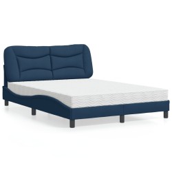 Lit avec matelas bleu 120x200 cm tissu 