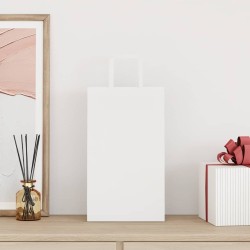 Sacs en papier 50 pcs avec poignées blanc 21x11x36 cm 