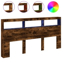 Armoire tête de lit avec LED chêne fumé 200x17x102 cm 