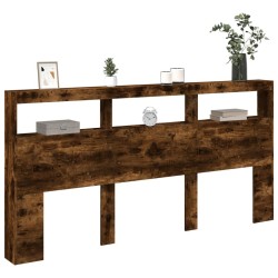 Armoire tête de lit avec LED chêne fumé 200x17x102 cm 