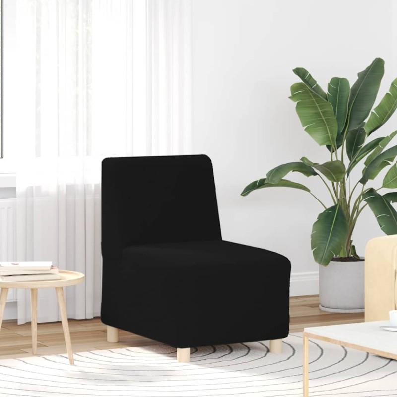 Fauteuil noir 55 cm tissu imitation laine bouclée 