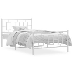 Cadre de lit métal sans matelas et pied de lit blanc 107x203 cm 