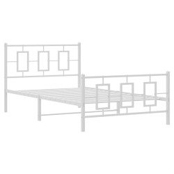 Cadre de lit métal sans matelas et pied de lit blanc 107x203 cm 