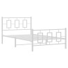 Cadre de lit métal sans matelas et pied de lit blanc 107x203 cm 