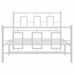 Cadre de lit métal sans matelas et pied de lit blanc 107x203 cm 