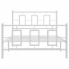 Cadre de lit métal sans matelas et pied de lit blanc 107x203 cm 